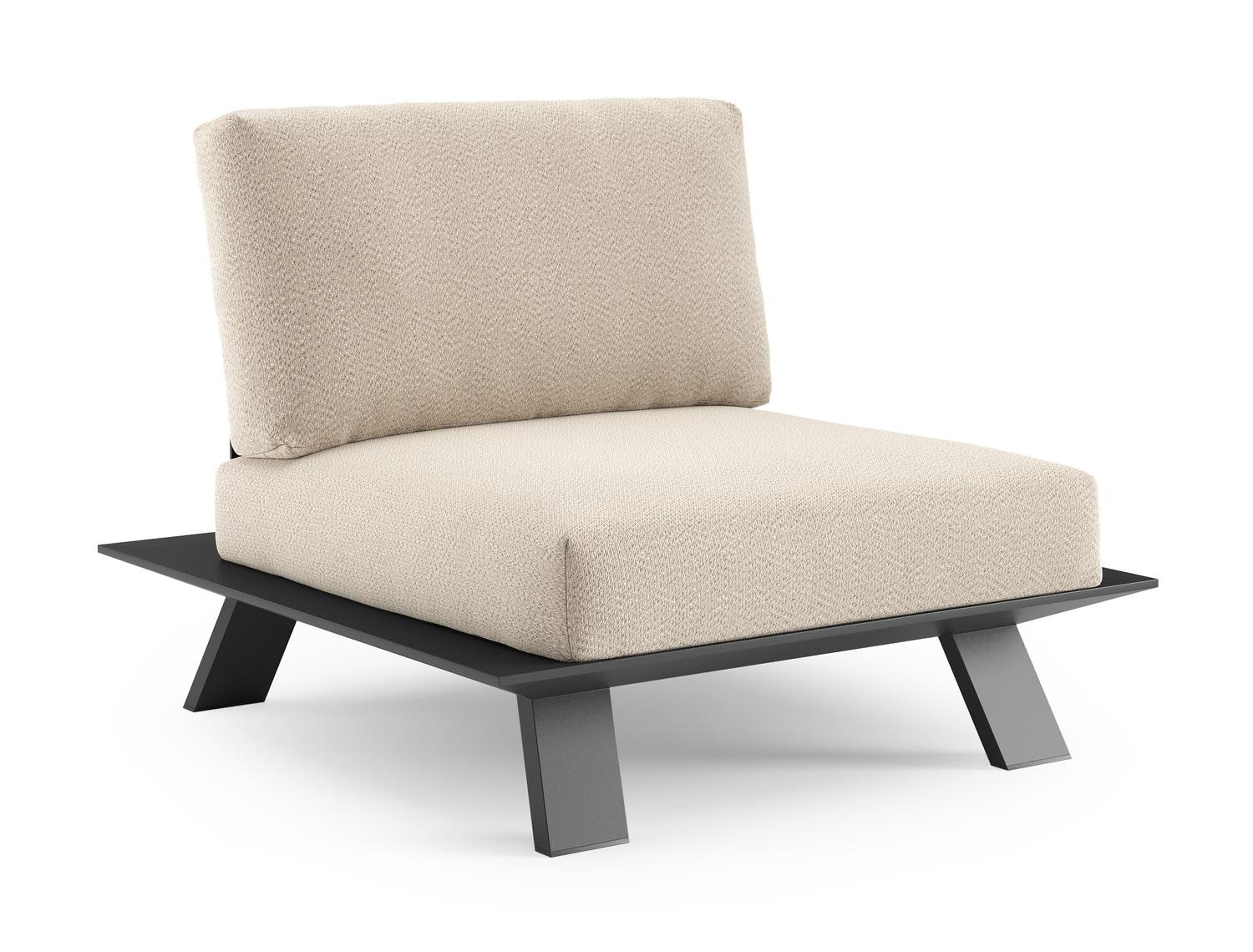 Cesano loungestoel in zwart aluminium met lopi sand all weather Sunbrella® luxe kussen