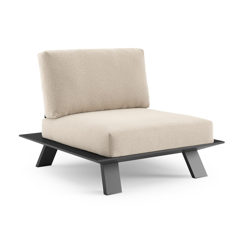 Cesano loungestoel in zwart aluminium met lopi sand all weather Sunbrella® luxe kussen