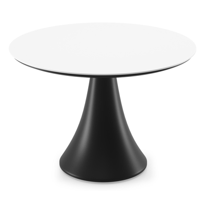 Fano low dining low dining loungetafel rond in zwart aluminium en volkeramiek Arctic White - Dia. 85 x H 55 cm