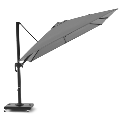 Rufina zweefparasol in zwart aluminium met zwart sunbrella® parasoldoek - L1: 300 x L2: 300 cm (met voet)