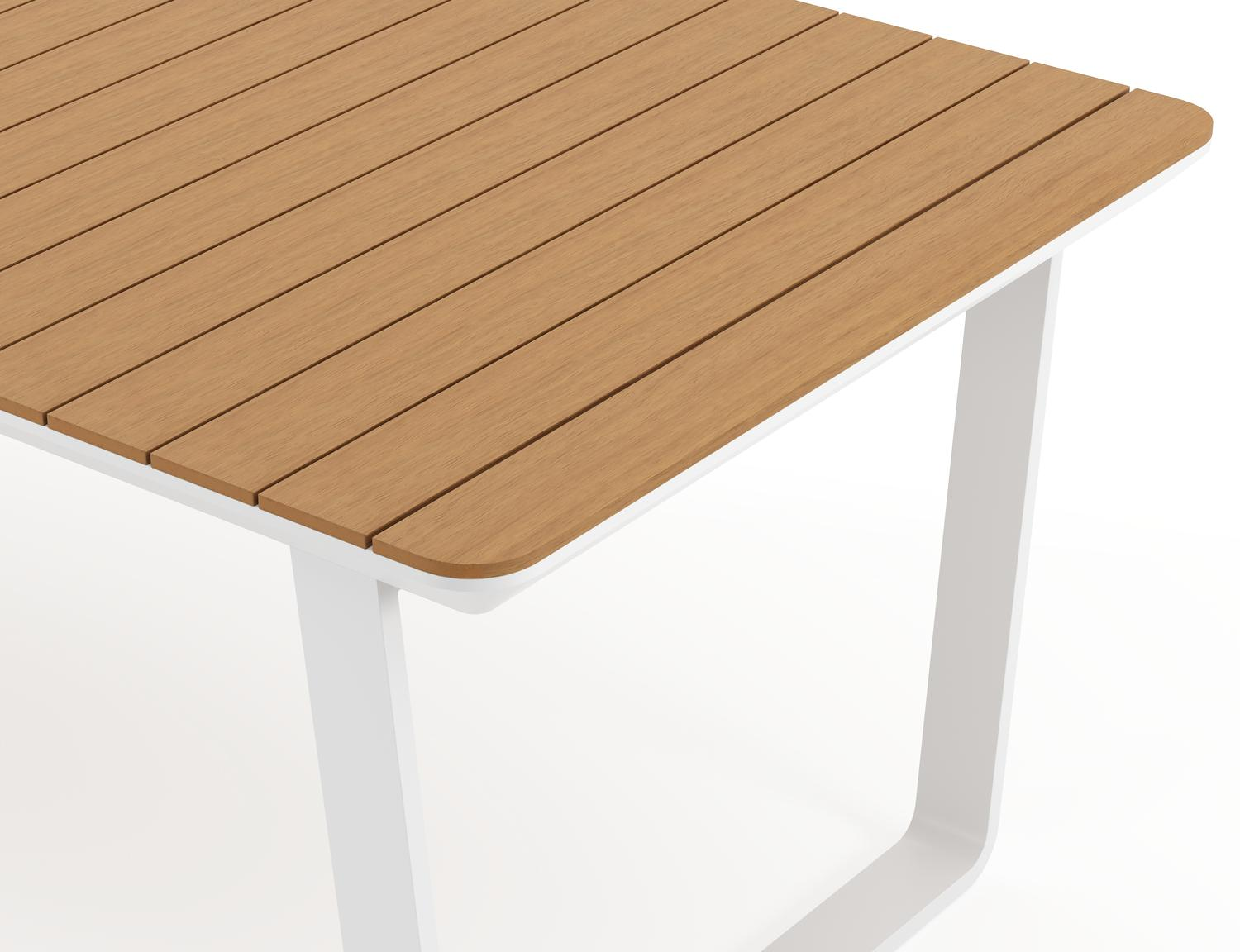 Alora tuinset in wit aluminium en polywood met 6 stapelbare Melo tuinstoelen