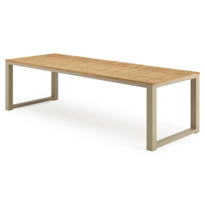 Livo tuintafel rechthoekig in beige aluminium en teak - L 270 x B 100 x H 73.5 cm