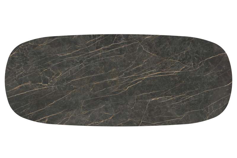 Amico low dining tuintafel bombo in zwart aluminium en volkeramiek Black Obsession - L 320 x B 130 x H 61 cm