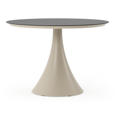 Fano tuintafel rond in beige aluminium en volkeramiek Basalt Black - Dia. 110 x H 75 cm