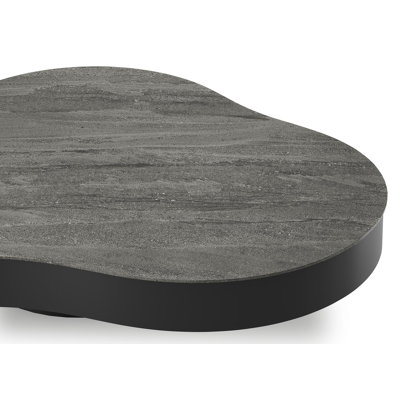Lomano loungetafel cloud in zwart aluminium en volkeramiek Aspen Grey - L 131 x B 108 x H 25 cm