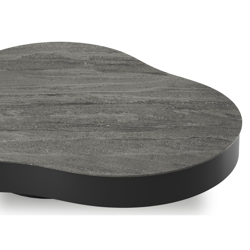 Lomano loungetafel cloud in zwart aluminium en volkeramiek Aspen Grey - L 131 x B 108 x H 25 cm