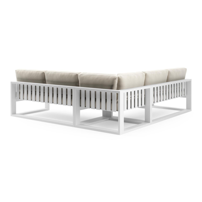 Verato loungehoek in wit aluminium met althea off white all weather cosytica kussen