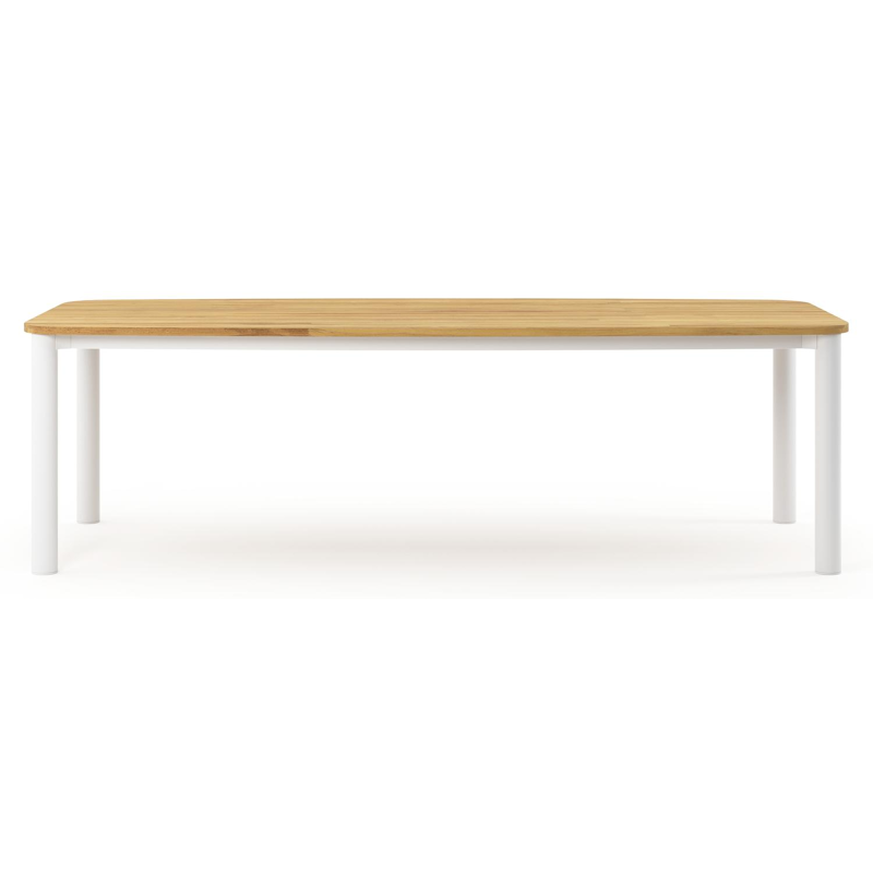 Orso tuintafel bootvorm in wit aluminium en teak - L 255 x B 115 x H 75 cm