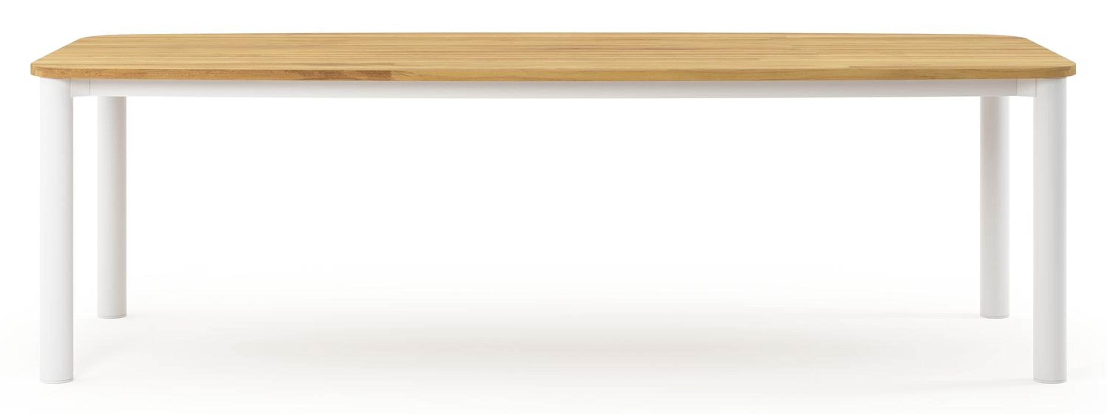 Orso tuintafel bootvorm in wit aluminium en teak - L 255 x B 115 x H 75 cm