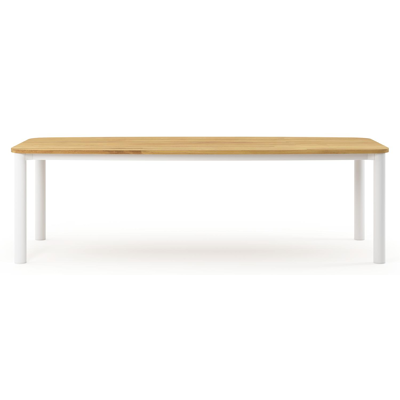 Orso tuintafel bootvorm in wit aluminium en teak - L 255 x B 115 x H 75 cm