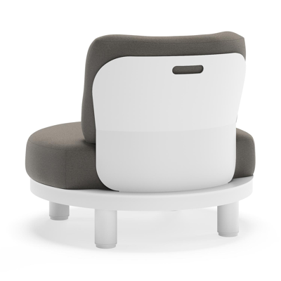 Fauteuil de jardin Donato en aluminium blanc et coussins en all weather sunbrella® luxe Natte Dark Taupe