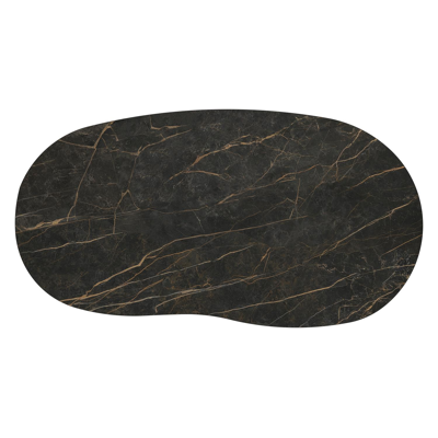 Amico loungetafel organisch in beige aluminium en volkeramiek Black Obsession - L 170 x B 91 x H 25 cm