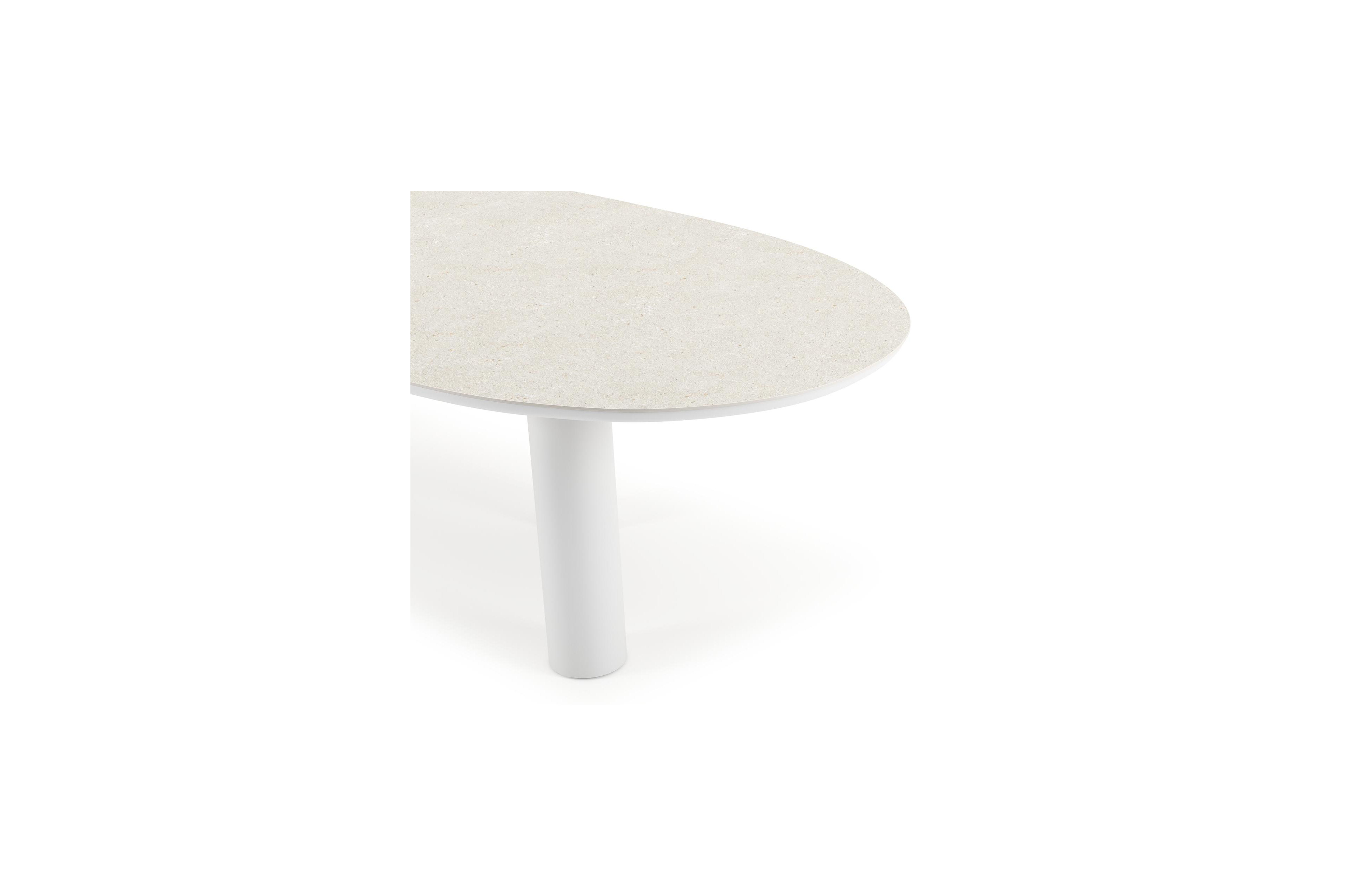 Organo tuintafel organisch in wit aluminium en volkeramiek Shilin L 280 x B 120 x H 74 cm