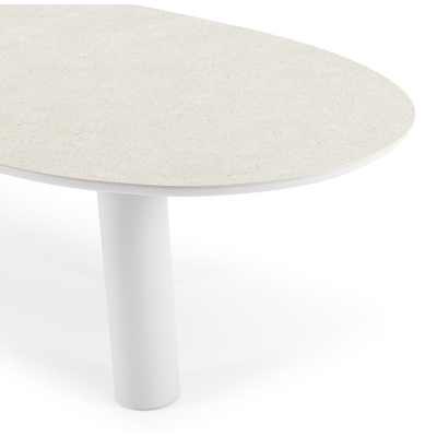 Organo tuintafel organisch in wit aluminium en volkeramiek Shilin L 280 x B 120 x H 74 cm x H 74 cm