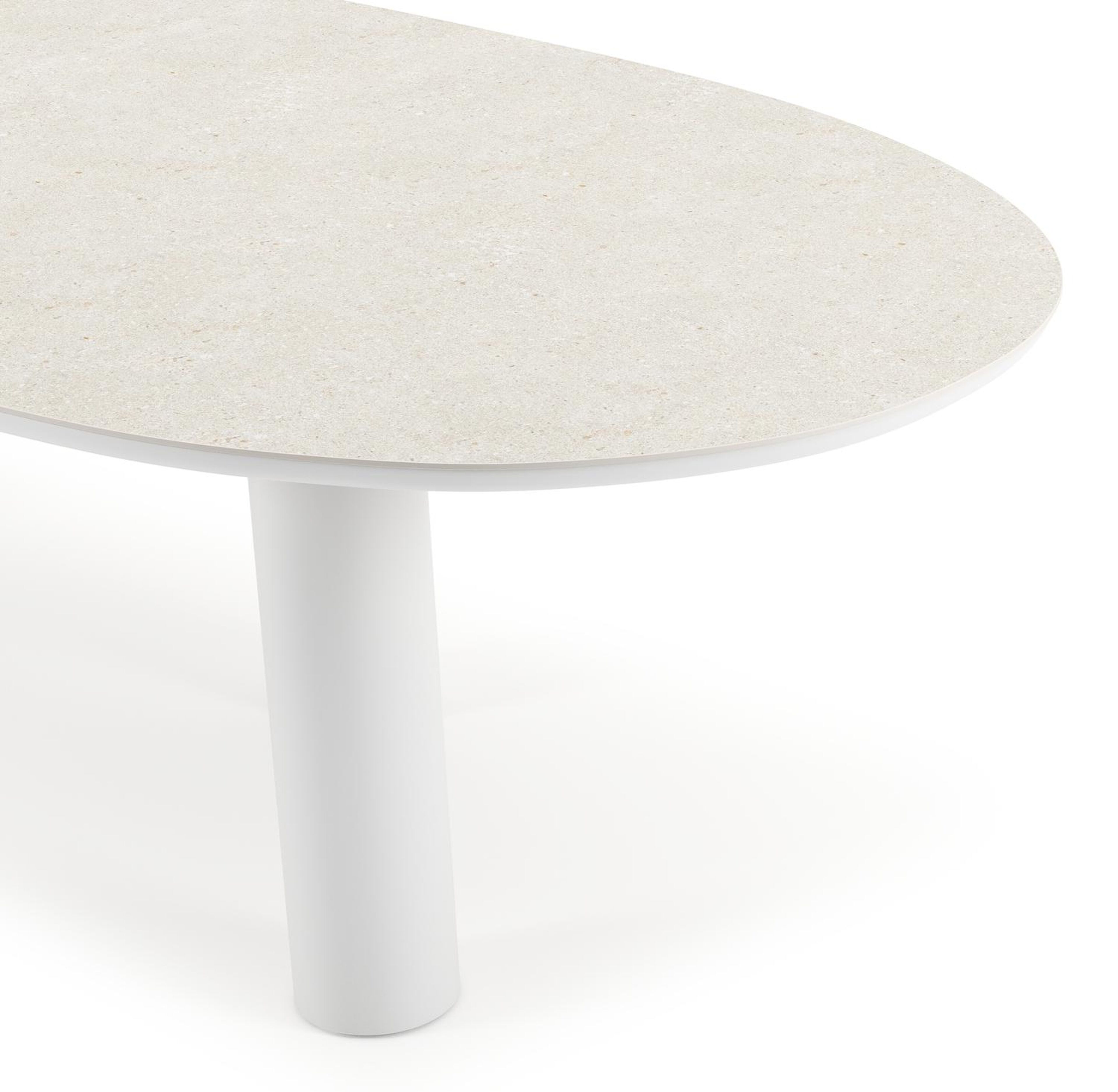 Organo tuintafel organisch in wit aluminium en volkeramiek Shilin L 280 x B 120 x H 74 cm