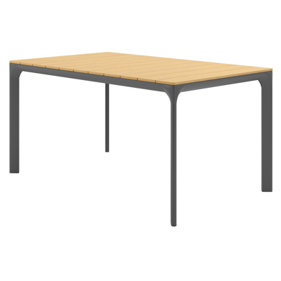 Fina tuintafel in zwart aluminium en polywood - L 145 x B 90 x H 74 cm