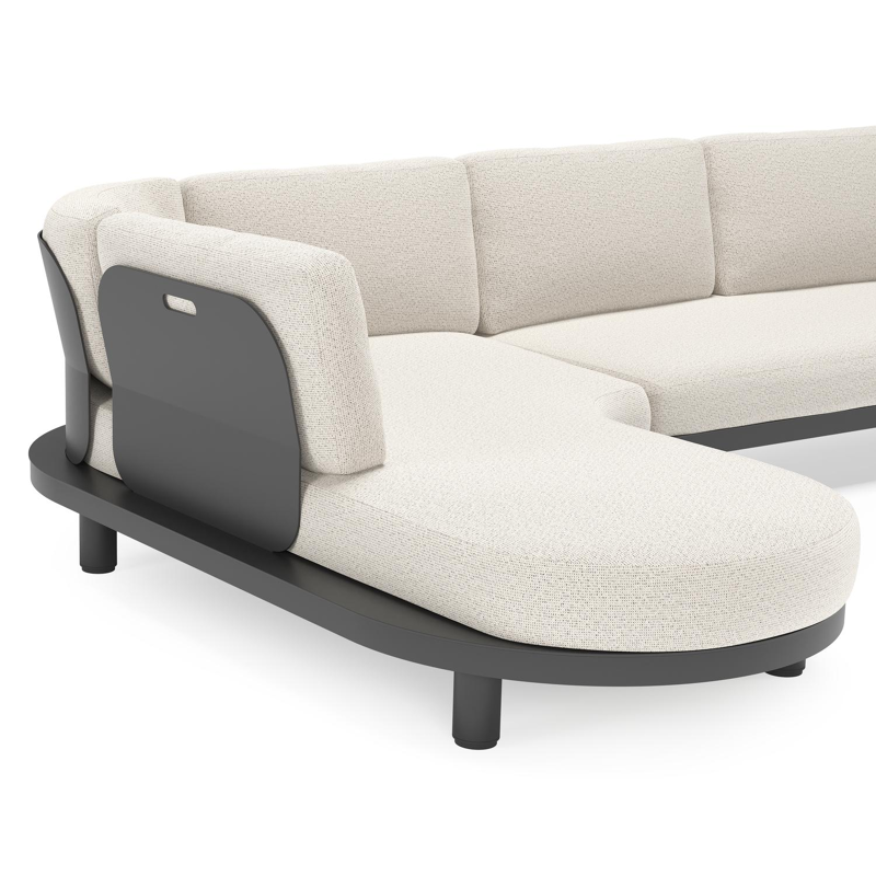 Donato loungehoek in zwart aluminium met all weather solica Firenze Natural kussen