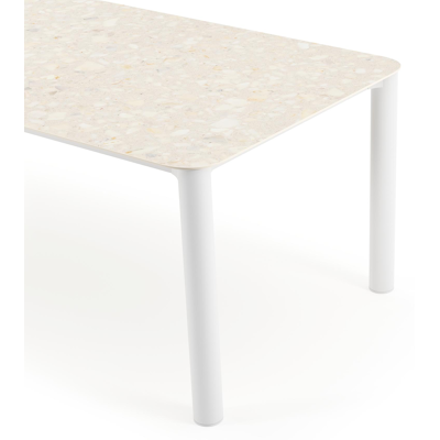 Orso tuintafel rechthoekig afgerond in wit aluminium en volkeramiek retrostone - L 240 x B 100 x H 73.5 cm