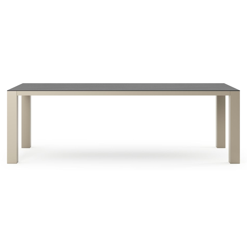 Table de jardin Nano rectangulaire en aluminium beige et céramique pleine Basalt Black - Lg. 240 x Lrg. 100 x Haut. 75 cm