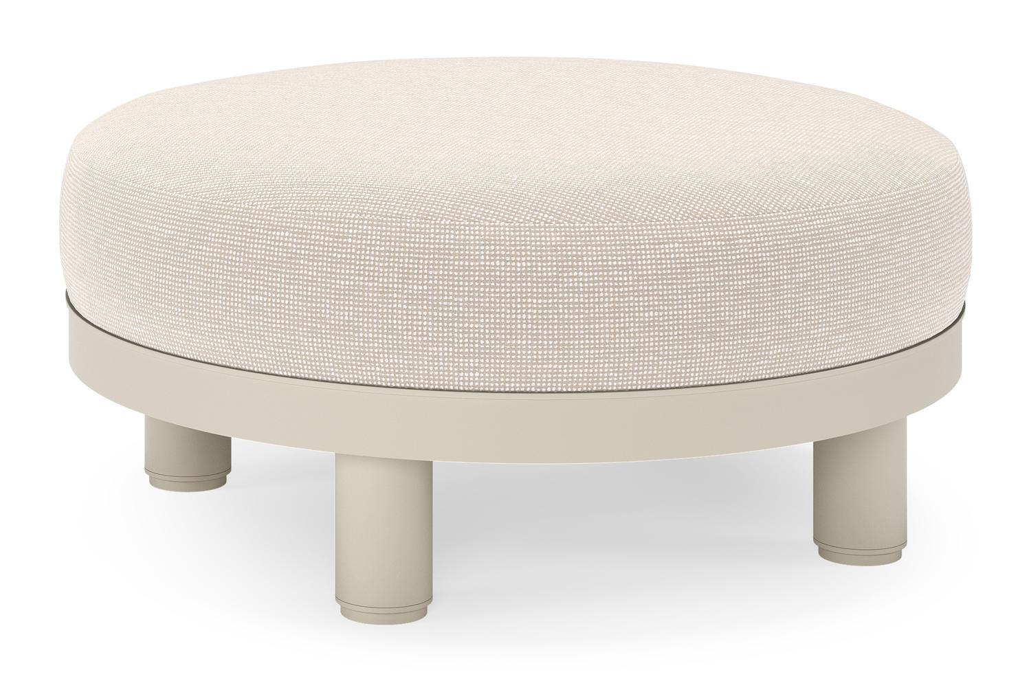 Donato lounge poef in beige aluminium met all weather sunbrella® luxe Slow Farafra kussen