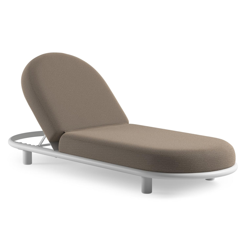 Chaise longue réglable Lomano en aluminium blanc avec firenze earth all weather solica coussin