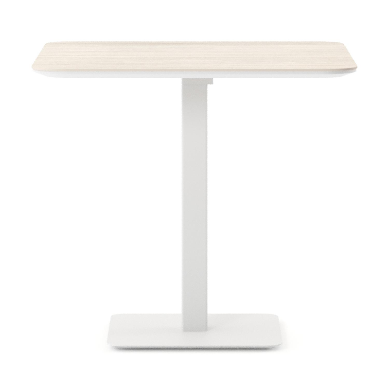 Table de jardin Fano inclinable carré arrondi en aluminium blanc et céramique pleine Travertino Bianco - Lg. 80 x Lrg. 80 x Haut. 72.5 cm