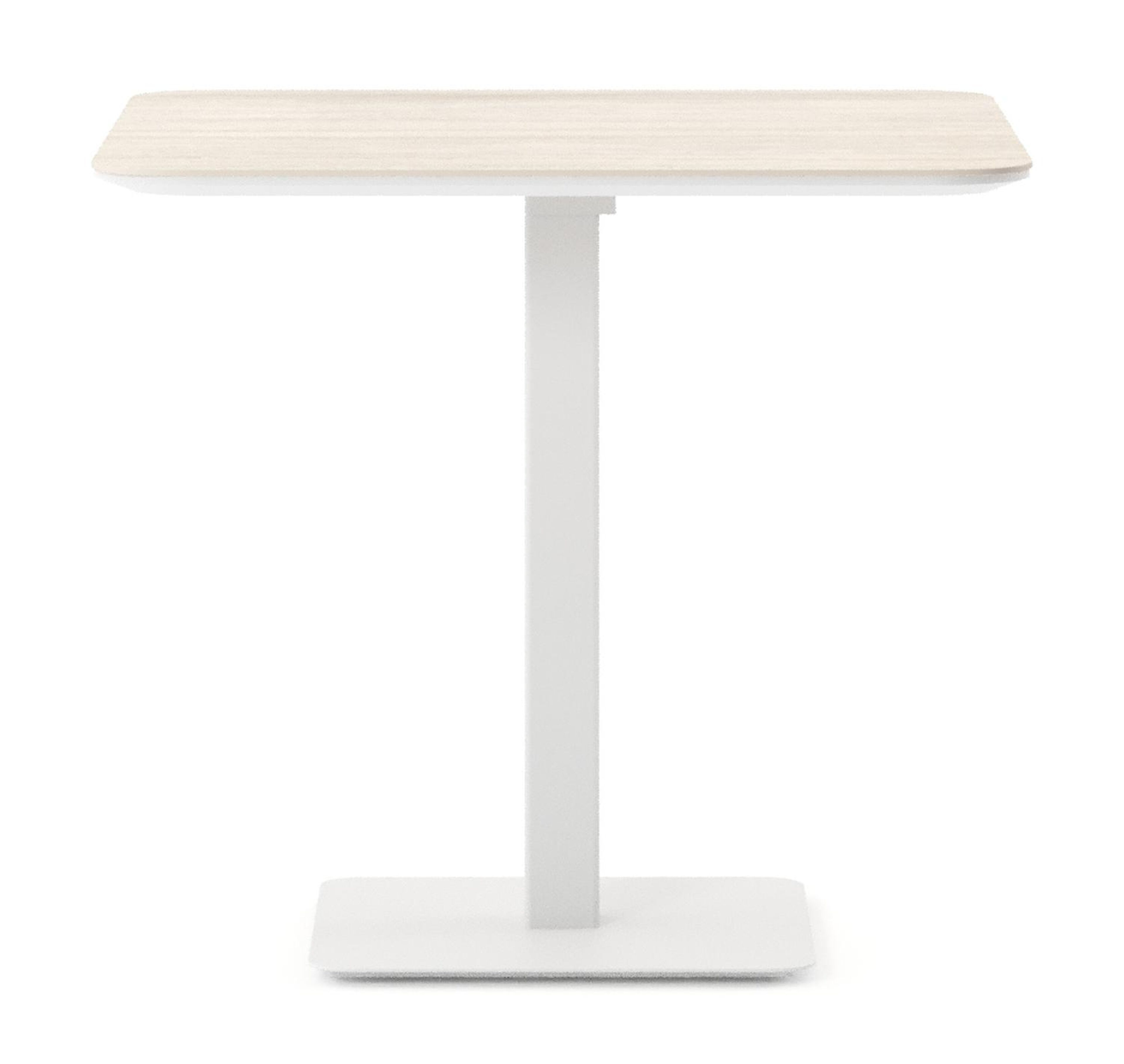 Table de jardin Fano inclinable carré arrondi en aluminium blanc et céramique pleine Travertino Bianco - Lg. 80 x Lrg. 80 x Haut. 72.5 cm