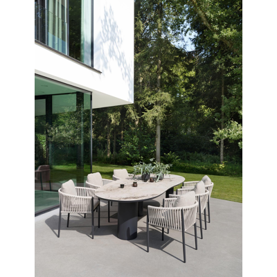 Organo tuintafel organisch in zwart aluminium en volkeramiek Colorado Dunes L 280 x B 120 x H 74 cm x H 74 cm