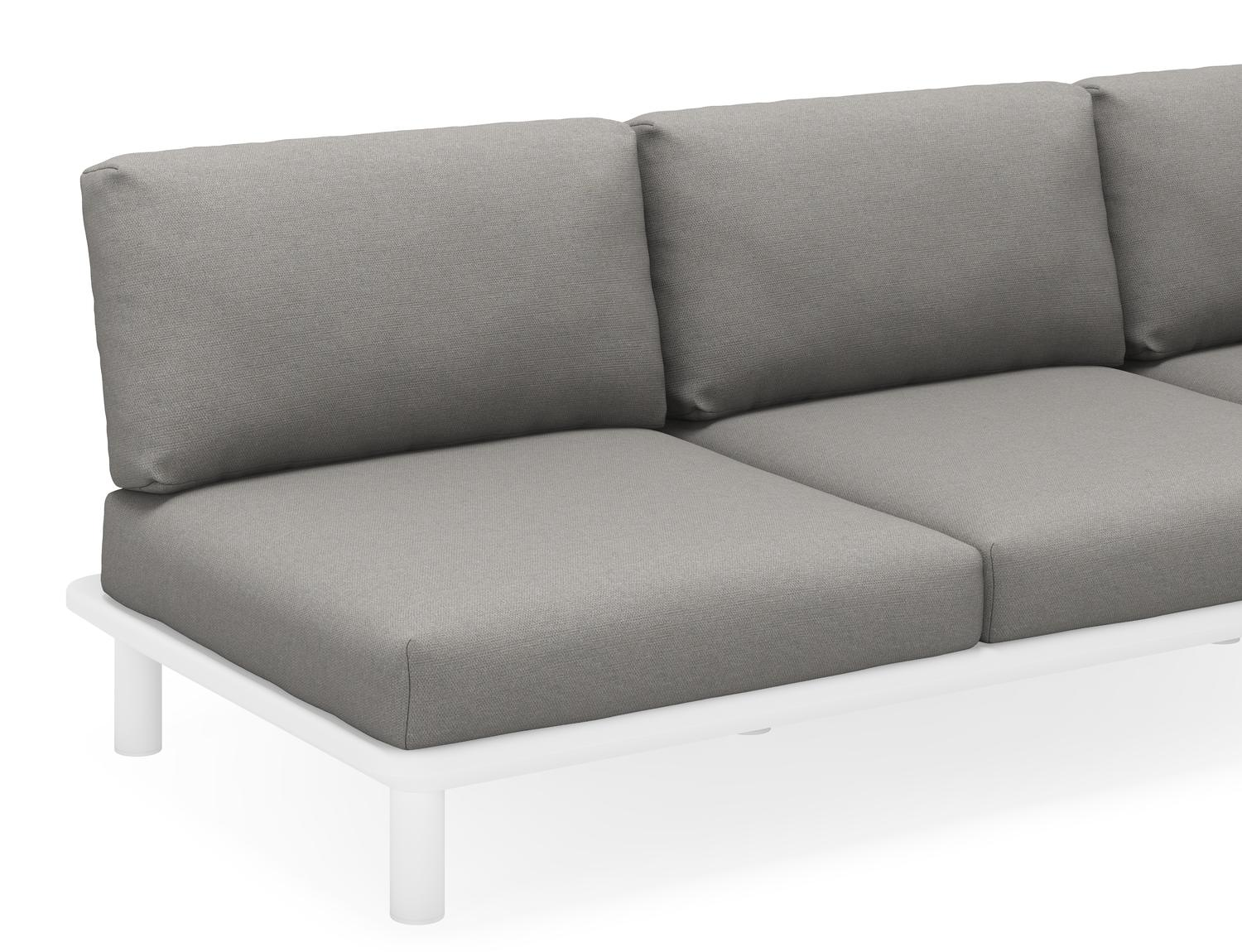 Fano loungebank 3-zit in wit aluminium met grijs weather+ softtouch kussen