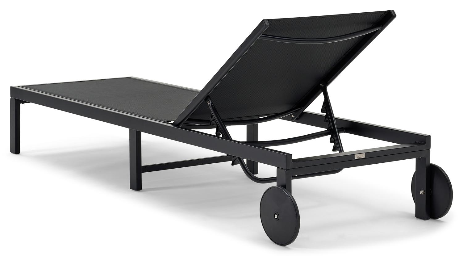 Alba verstelbaar ligbed in zwart aluminium met zwart textilene