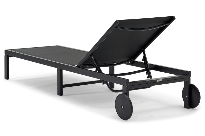Set van 2 verstelbare Alba ligbedden in zwart aluminium en zwart textileen