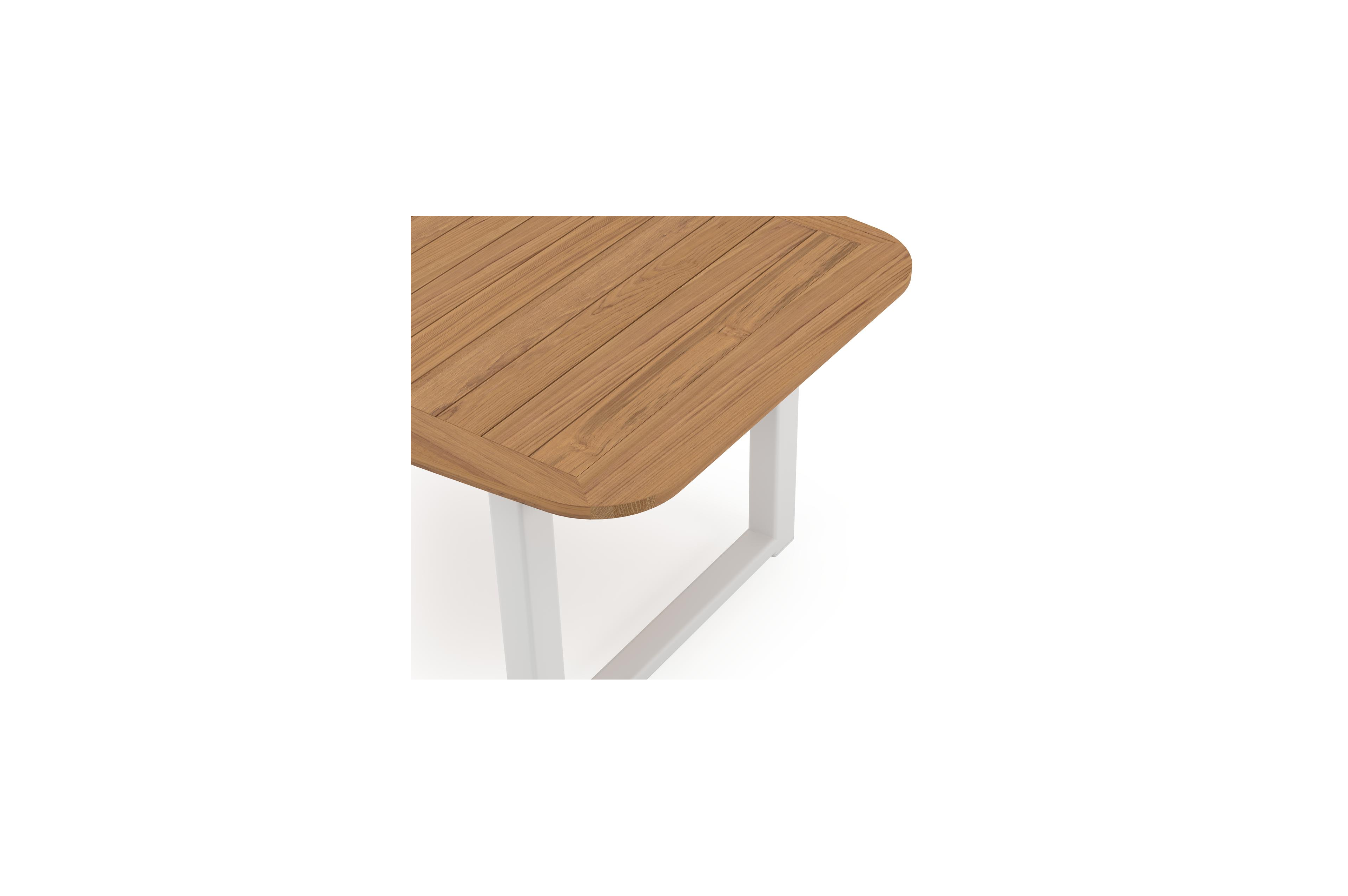 Livo tuinset in wit aluminium en teak met 6 Gerona tuinstoelen met kussen