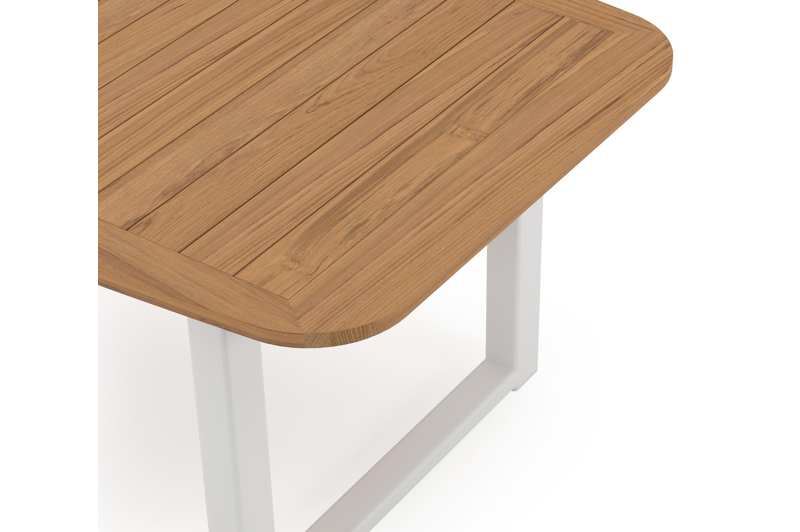 Livo tuintafel in wit aluminium en teak - L 250 x B 110 x H 73 cm