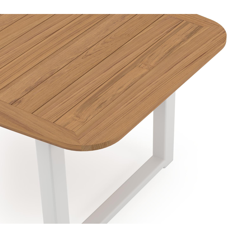 Livo tuintafel in wit aluminium en teak - L 250 x B 110 x H 73 cm
