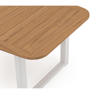 Livo tuintafel in wit aluminium en teak - L 250 x B 110 x H 73 cm