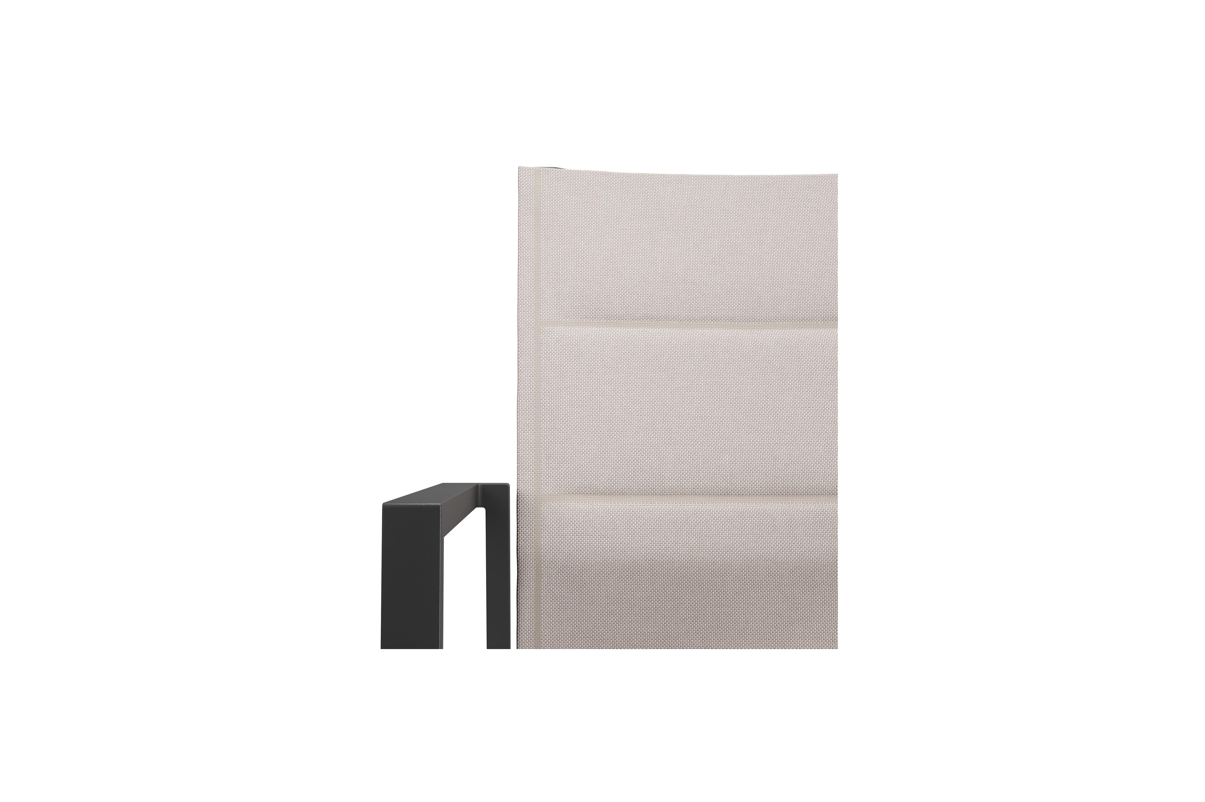 Cirello stapelbare tuinstoel in zwart aluminium en beige dubbele textilene