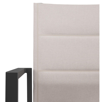 Cirello stapelbare tuinstoel in zwart aluminium en beige dubbele textilene