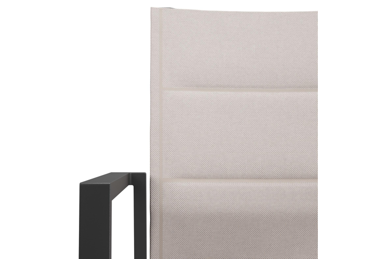 Cirello stapelbare tuinstoel in zwart aluminium en beige dubbele textilene