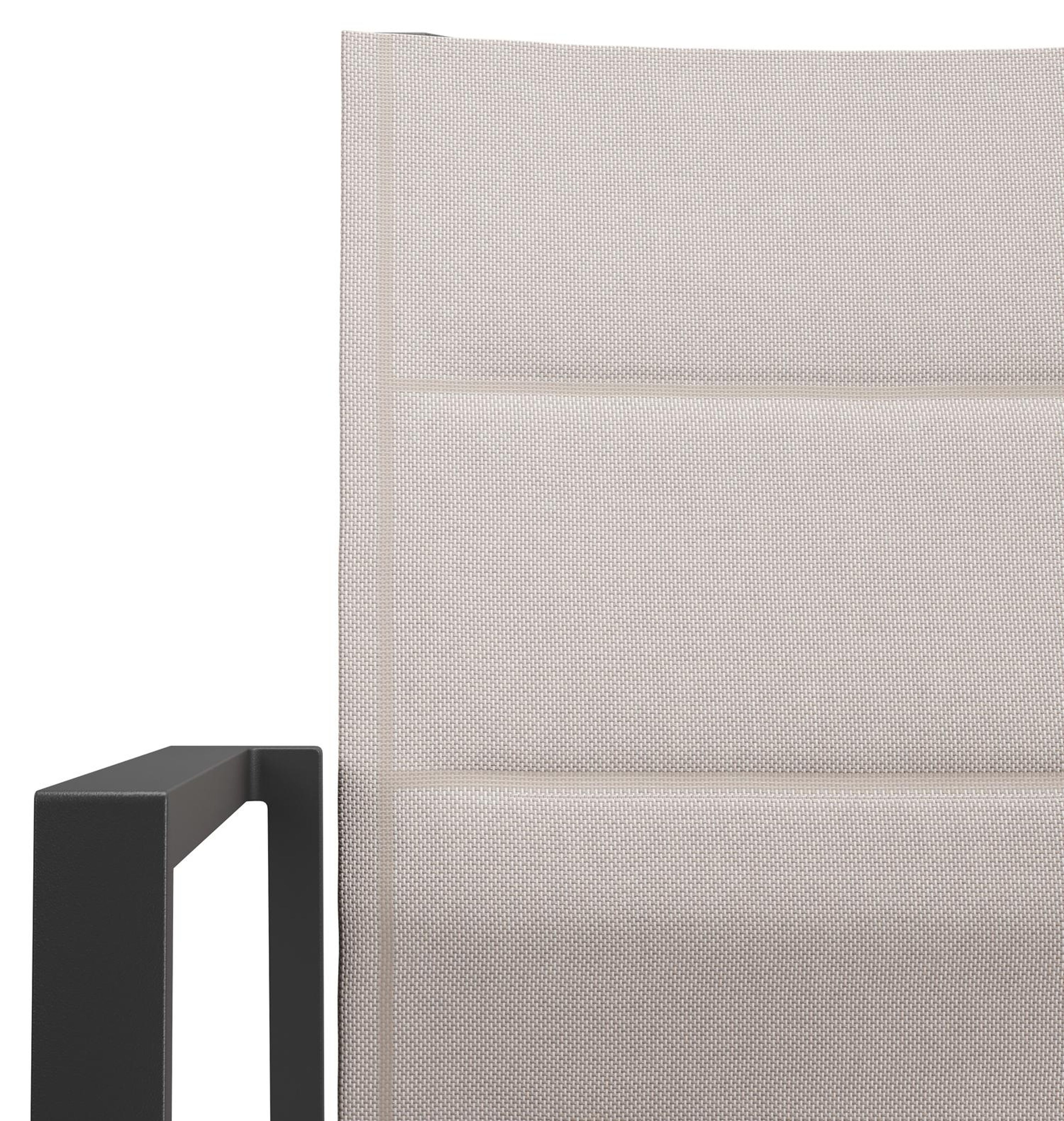 Cirello stapelbare tuinstoel in zwart aluminium en beige dubbele textilene