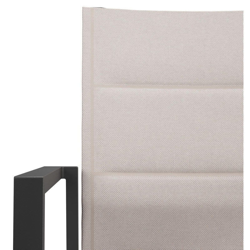 Cirello stapelbare tuinstoel in zwart aluminium en beige dubbele textilene