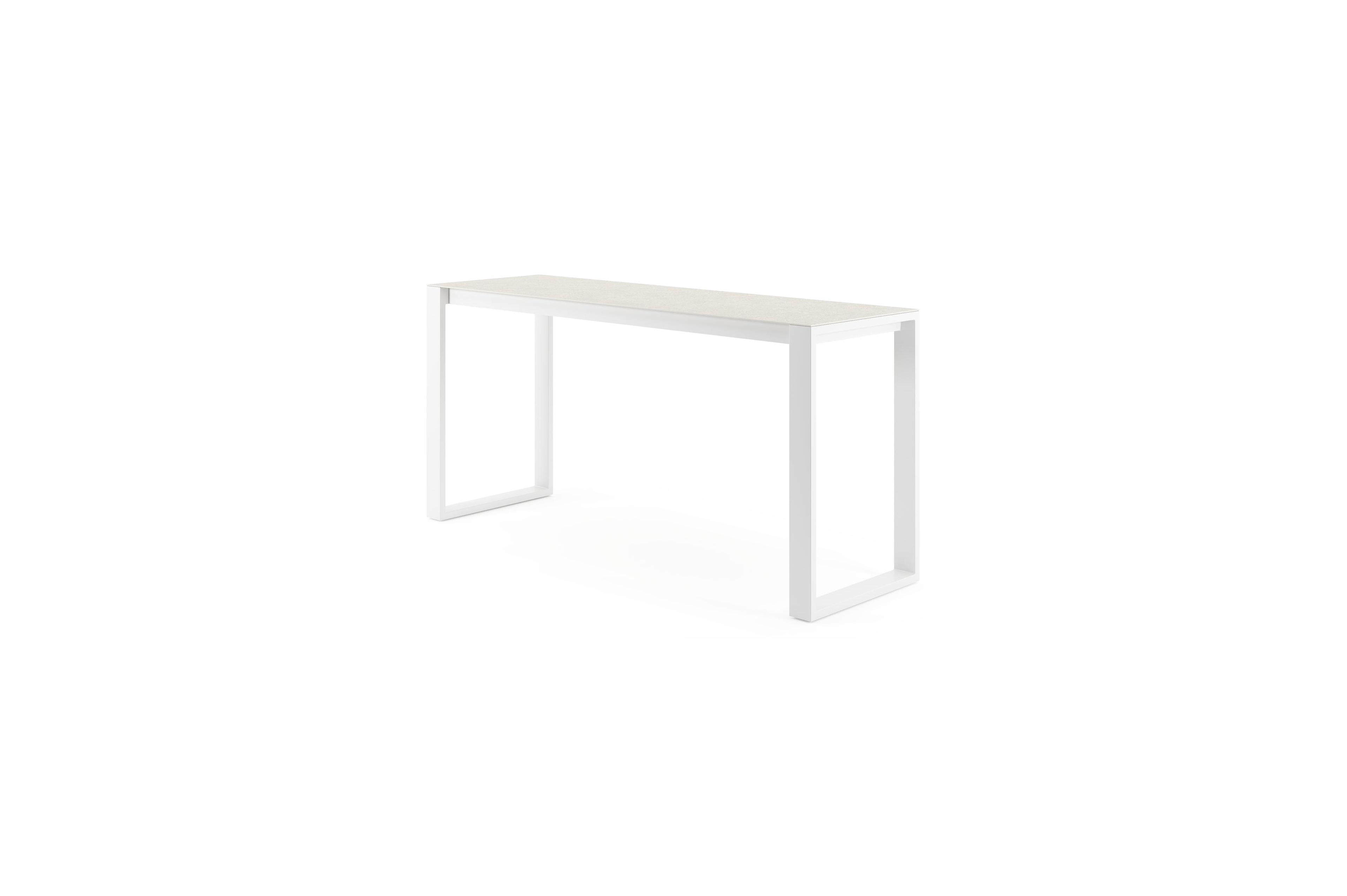 Verato tuintafel in wit aluminium en volkeramiek shilin - L 220 x B 70 x H 106 cm