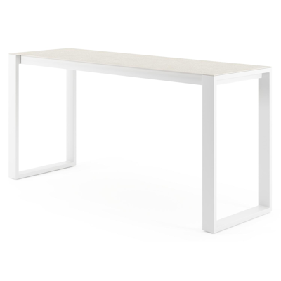 Verato tuintafel in wit aluminium en volkeramiek shilin - L 220 x B 70 x H 106 cm