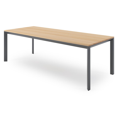 Malito tuintafel in zwart aluminium en teak - L 240 x B 100 x H 76,7 cm