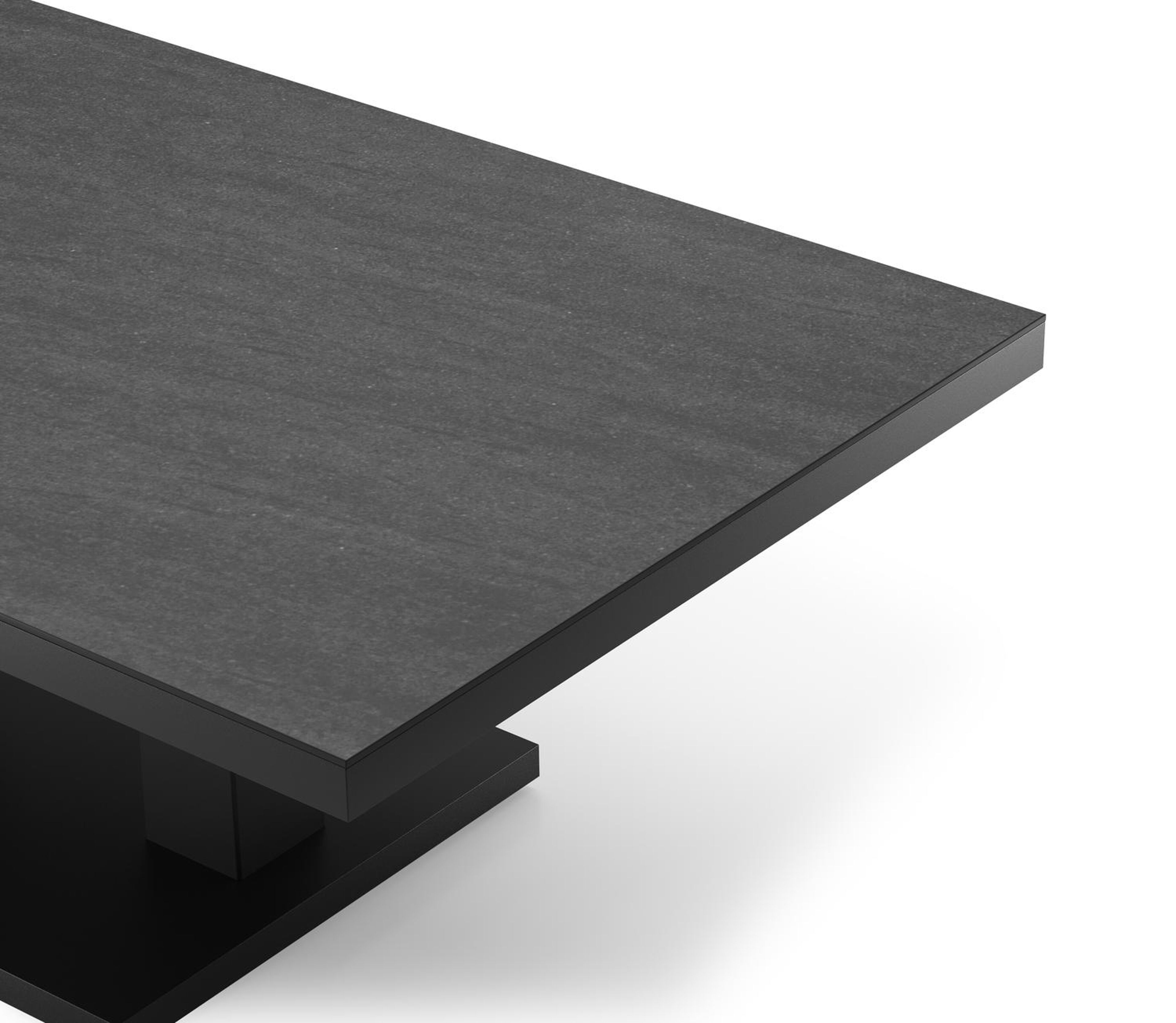 Cirello Pop up loungetafel in zwart aluminium en zwart volkeramiek - L 140 x B 80 x H 71,6 cm