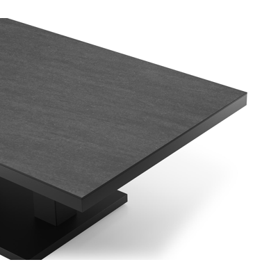 Cirello Pop up loungetafel in zwart aluminium en zwart volkeramiek - L 140 x B 80 x H 71,6 cm