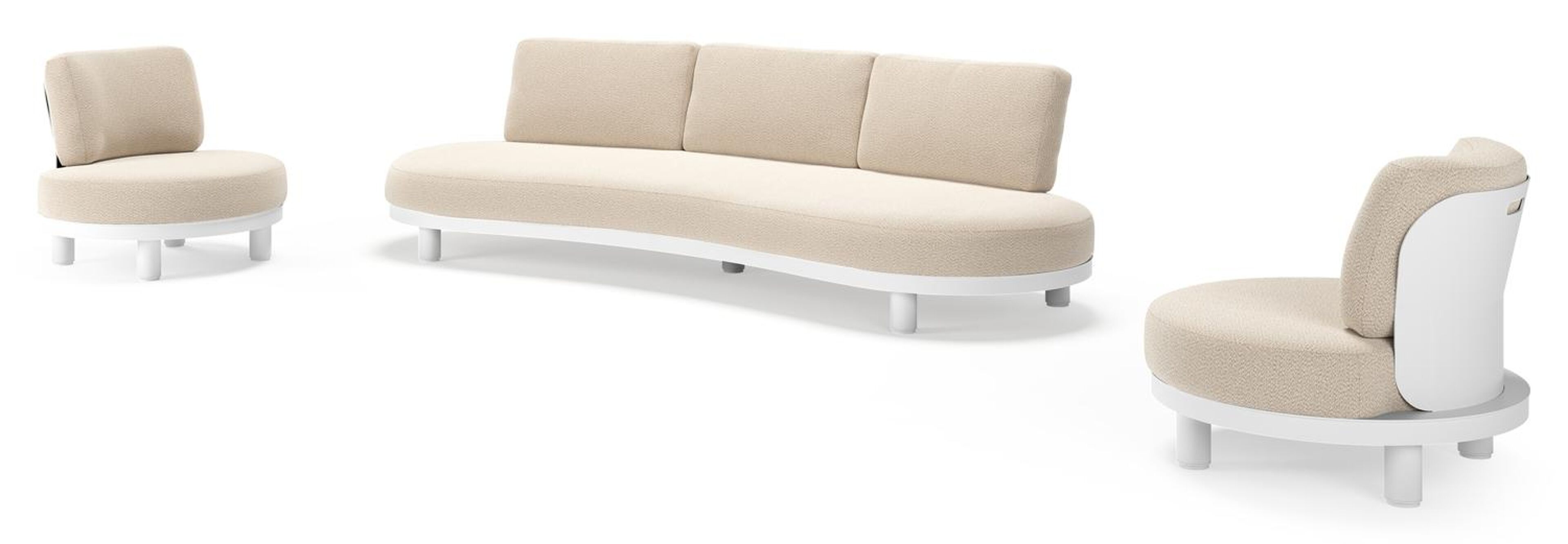 Donato loungeset in wit aluminium met all weather sunbrella® luxe Lopi Sand kussen