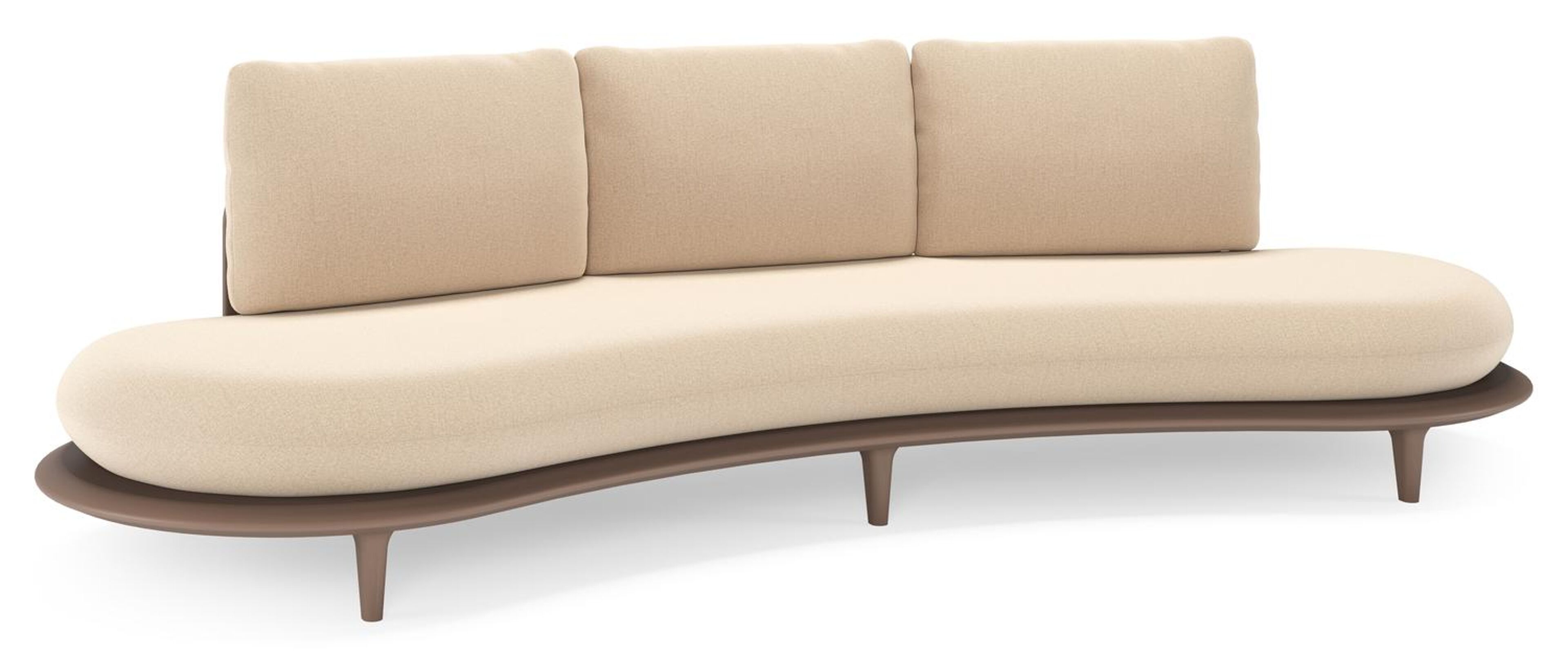 Bomero loungebank in taupe aluminium met natte heather beige all weather sunbrella® luxe kussen
