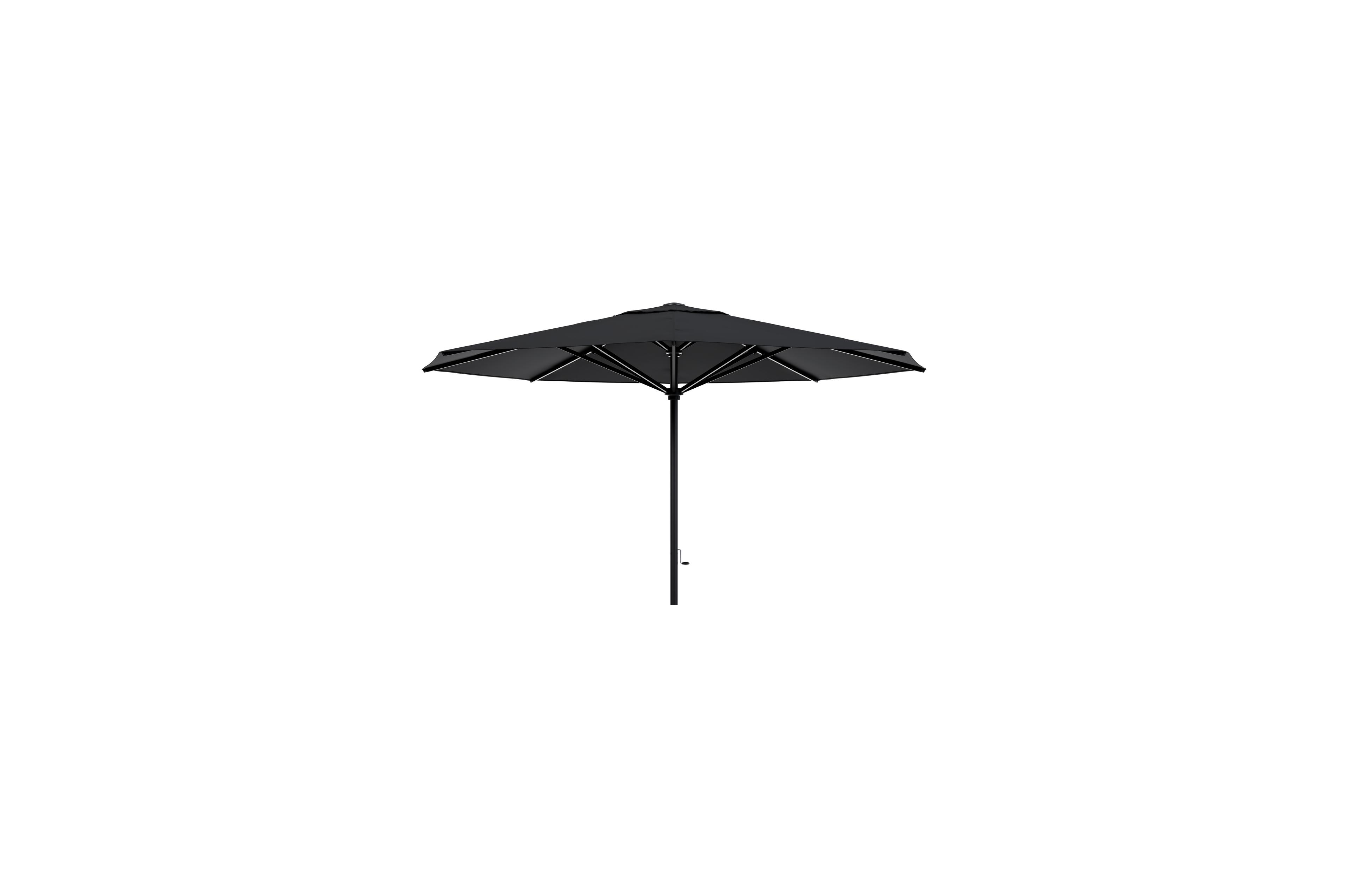Solino staanparasol in zwart aluminium met zwart all weather sunbrella® premium parasoldoek - Dia. 400 cm (zonder voet)