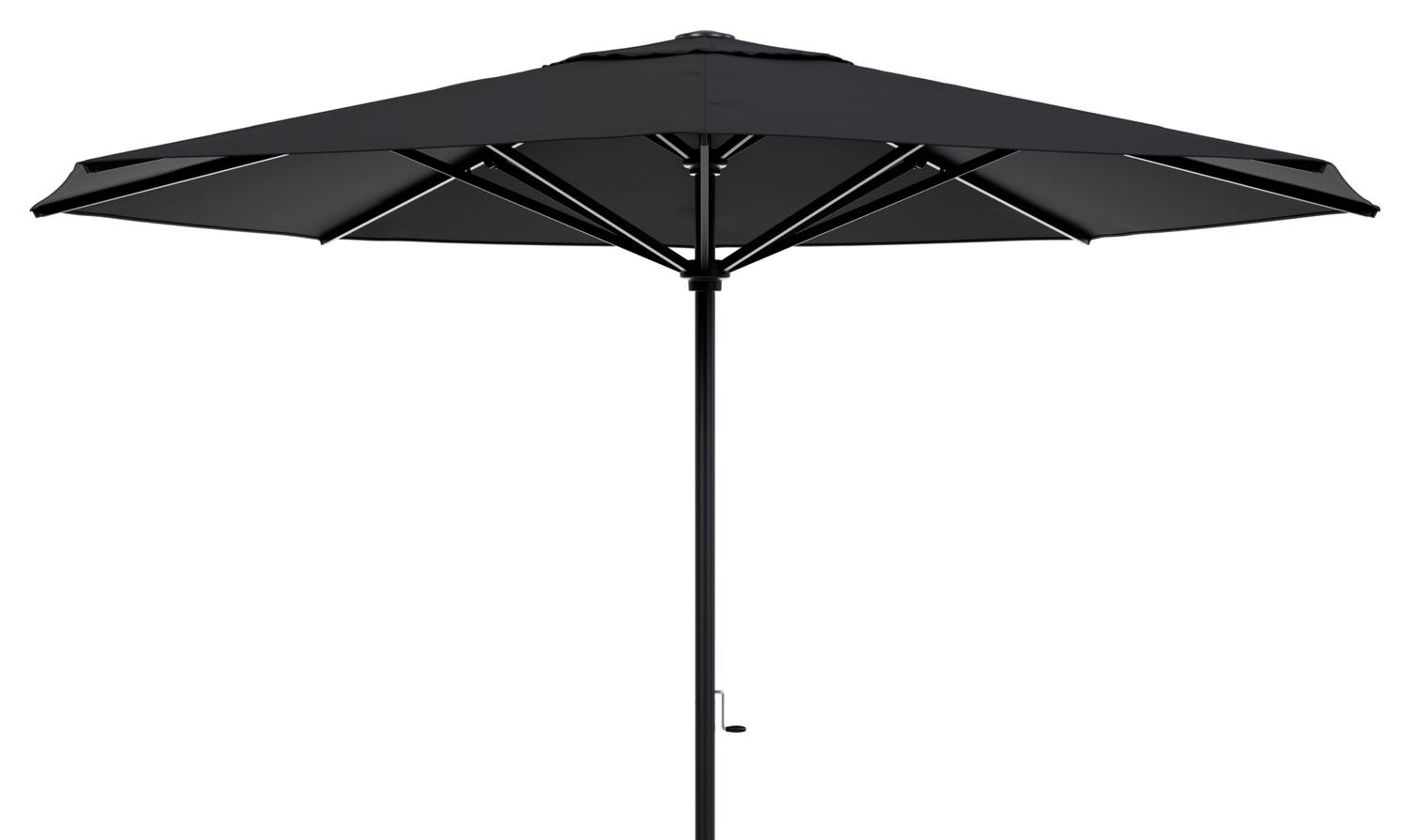 Parasol droit Solino en aluminium noir avec toile de parasol en all weather sunbrella® Premium noir - Dia. 400 cm (sans pied de parasol)