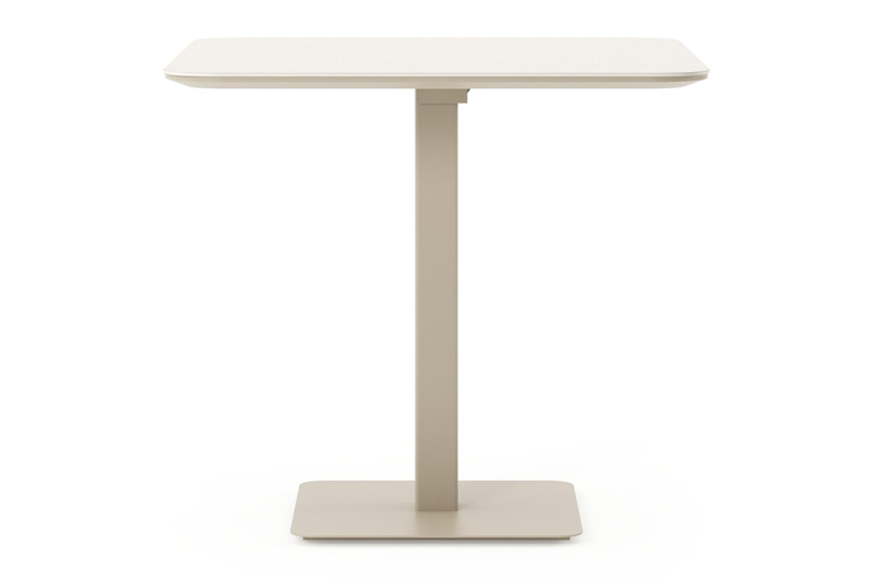 Table de jardin Fano inclinable carré arrondi en aluminium beige et céramique pleine beige - Lg. 85 x Lrg. 85 x Haut. 73 cm
